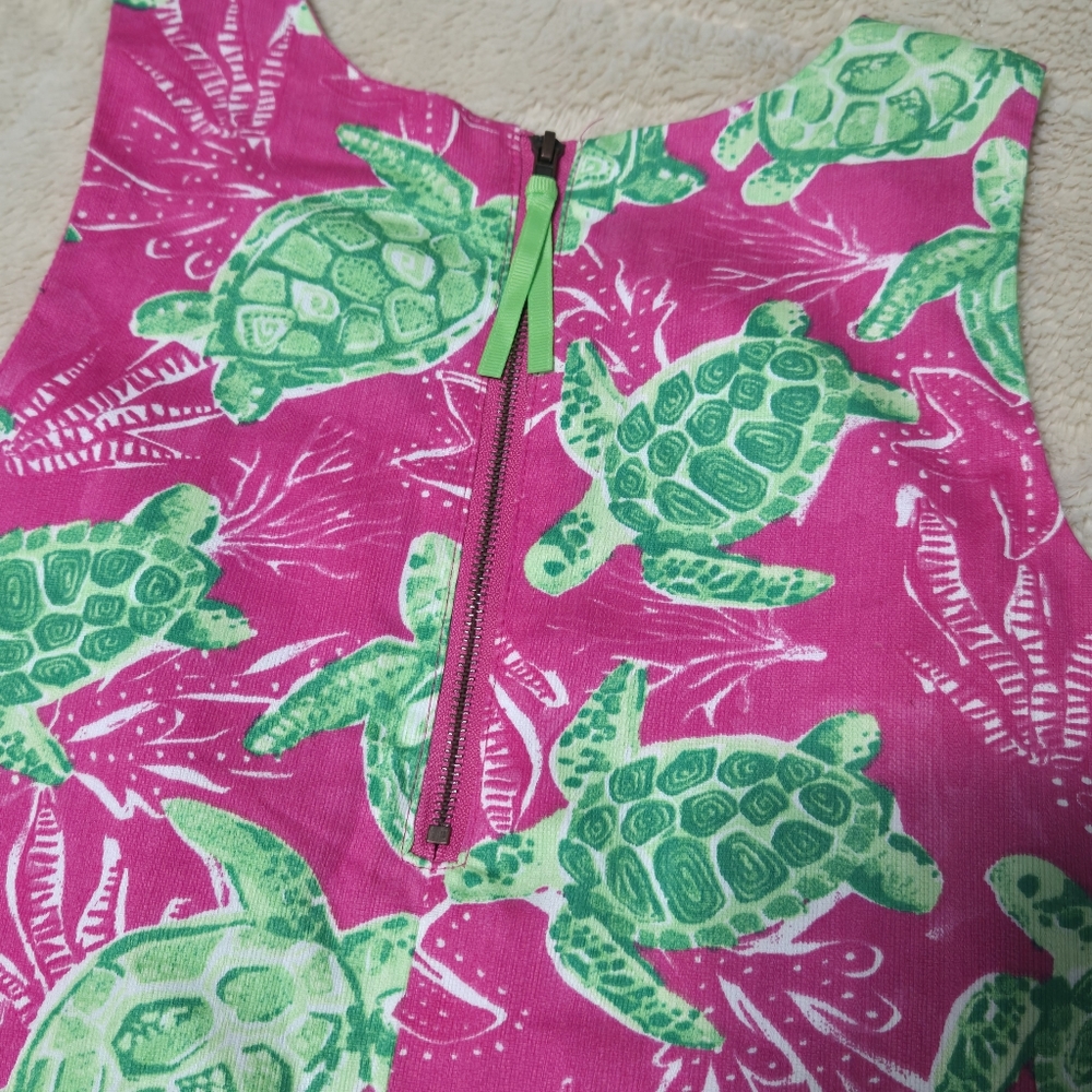 Tommy Bahama turtle shift dress with pockets girls pink & green, kids 10 - Picture 7 of 11